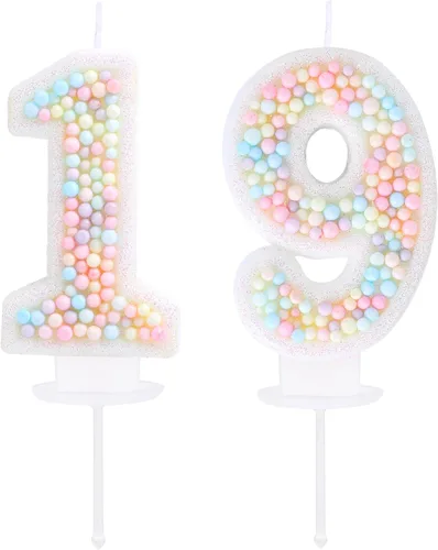 Vista 9 de Vela de Cumpleaños Número 0 Macarrón con Purpurina 3D Número 0 Vela Adorno para Pastel para Cumpleaños Boda Aniversario Fiesta Temática Dulce Pastel