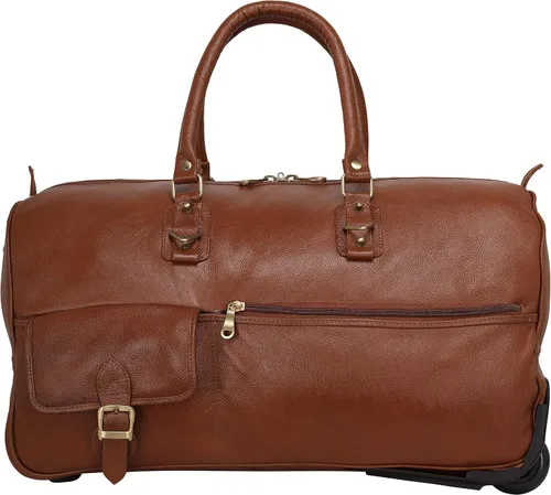 Vista 6 de Bolso de lona de cuero para hombres y mujeres tamaño cabina (marrón), Beige Bronceado, Equipaje