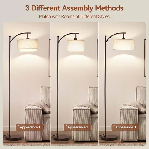 Vista 4 de Lámparas de pie SUNMORY para sala de estar con bombilla LED de 12W, lámpara de pie de arco con 3 temperaturas de color, lámparas de pie modernas