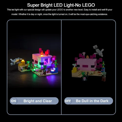 Vista 4 de BrickBling Kit de luces compatible con Lego The Axolotl House 21247, iluminación LED creativa
