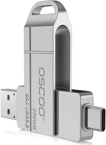 Vista 9 de Unidad SSD USB de 128 GB, hasta 550 MB/s Dual USB-A y C Pulgar Drive Compatible con Android, PC, Mac, iPhone 15/15/16, respaldo, doble puerto