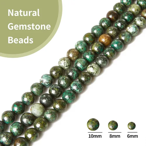 Vista 4 de 60 piezas de cuentas de turquesa africana natural de 6 mm, cuentas de gema redondas sueltas para hacer joyas