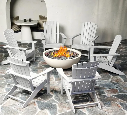 Vista 17 de BRIOPAWS - Set de 2 sillas Adirondack Silla para hoguera Tamaño grande Plástico HDPE Resistente a la intemperie para terraza, piscina al