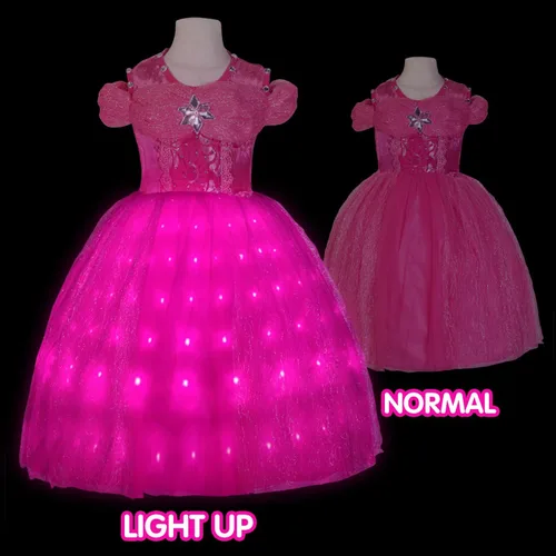 Vista 3 de Vestidos de princesa rosa iluminados para niñas, disfraces de Halloween, niñas y adolescentes