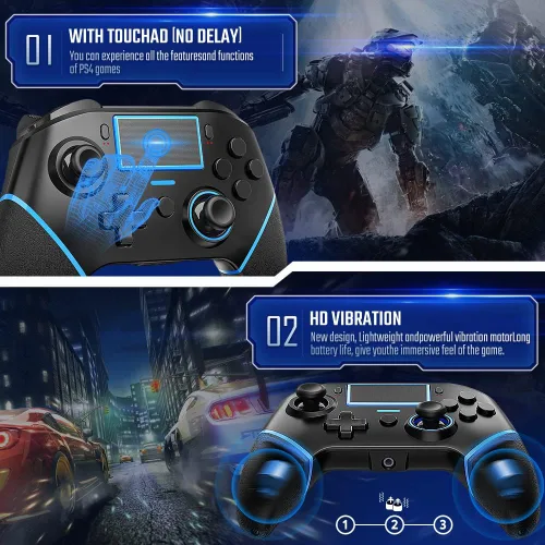 Vista 5 de Controlador inalámbrico para controladores de juego P4 Ibotomo con botón traseroTurbodoble vibracióncontrol de movimiento de 6 ejesconector