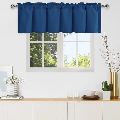 Vista 23 de DWCN Cortinas de Cenefa para Sala de Estar, Cocina, Baño/Sótano - Aqua Sólido, 1 Panel, 42 x 12 Pulgadas, Oscurecimiento de Habitación Solid Short