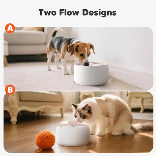 Vista 3 de WOPET Fuente de agua inalámbrica para gatos, dispensador automático de agua de cerámica para gatos, fuente de agua inalámbrica para perros