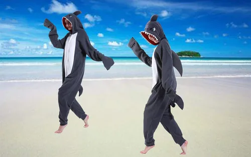 Vista 7 de dressfan - Pijama y disfraz de dibujos animados, unisex, de tiburón gris, para adultos, niños, adolescentes, mujeres y hombres