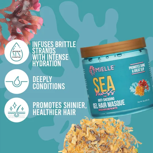 Vista 2 de Mielle Organics Máscara de cabello de gel rizado antidesprendimiento de musgo marino