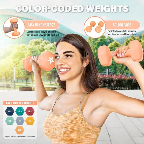 Vista 5 de Yes4All Mancuernas Hexagonales de Vinilo - Juego de 2 Mancuernas para Gimnasio en Casa y Entrenamiento de Fuerza (Opciones de Peso de 2-15 libras)