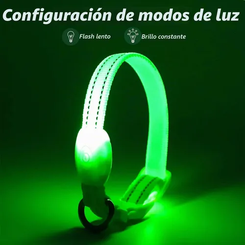 Vista 2 de Collares de perro con luz Visinite para perros pequeños, collar de perro LED recargable, collar de perro iluminado totalmente ajustable, collares