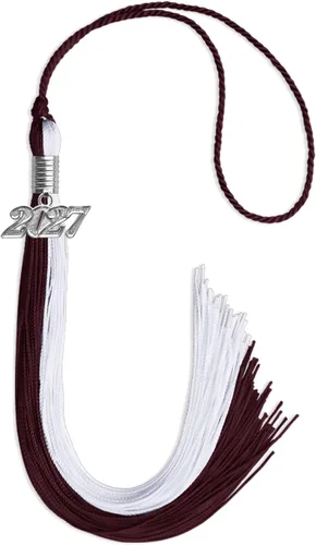 Vista 289 de Endea Graduation Borla de doble color con gota de fecha plateada (negro/oro antiguo, 2025)