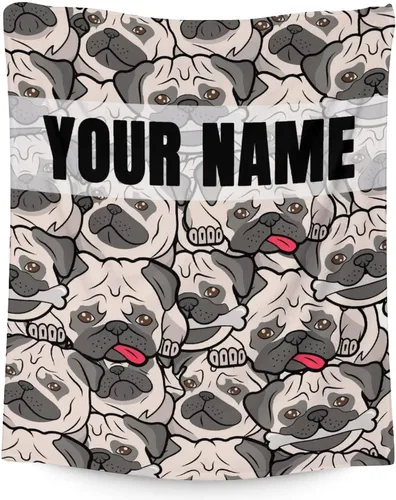 Vista 14 de Manta de Pug para regalo, 30 x 40 pulgadas, bonita manta para amantes de los perros, mantas blancas de felpa suave para sofá, oficina