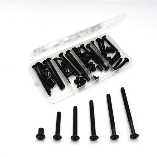Vista 4 de Juego de 10 tuercas hexagonales M6 x 0.394 in, tornillos negros M6x15mm, para muebles, camas y armarios
