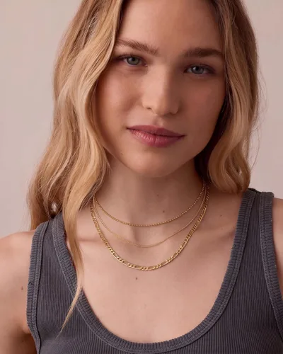 Vista 2 de Tewiky Layered Necklaces for Women Non Tarnish- Chunky 14k Gold Plated Herringbone/Snake/Rope/Box/Cuban Link Chain for Women Waterproof Layering
