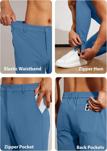 Vista 3 de JMIERR Pantalones de golf para hombre Pantalones deportivos elásticos casuales ajustados para senderismo, viajes, trabajo, pantalones de vestir