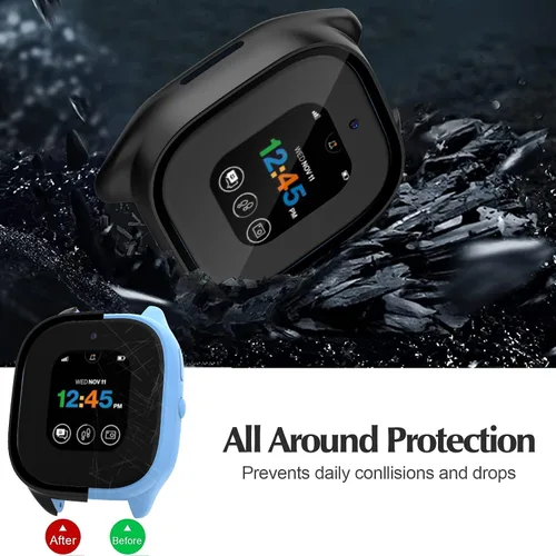 Vista 5 de Paquete de 2 fundas compatibles con Verizon Gizmo Watch 3, protector de pantalla de policarbonato duro de policarbonato integrado, protector