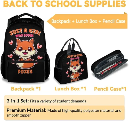 Vista 3 de Fox Mochila de regreso a clases para niños y niñas, mochilas azules de 16 pulgadas para niños, mochila de dibujos animados para primaria, 2-3