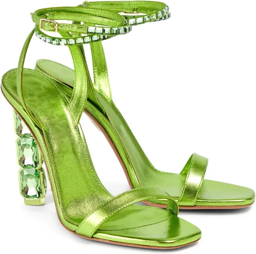 Vista 4 de LauraVicci Women Heeled Sandals Ankle Straps Rhinestone Crystal Chunky Block Open Toe Slip on Wedding Slip on Wedding Party Evening Dress Shoes