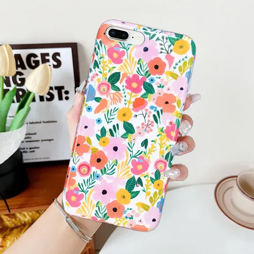 Vista 3 de J.west Funda para iPhone 8 Plus, iPhone 7 Plus 5.5, suave, a prueba de golpes, bonita funda protectora floral para mujer, diseño de flores
