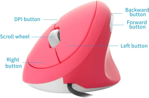 Vista 2 de Sokelinn-six Mouse vertical con cable, mouse ergonómico para juegos para mano derecha, 800, 1200, 1600 DPI, muñeca óptica USB ajustable, ratones