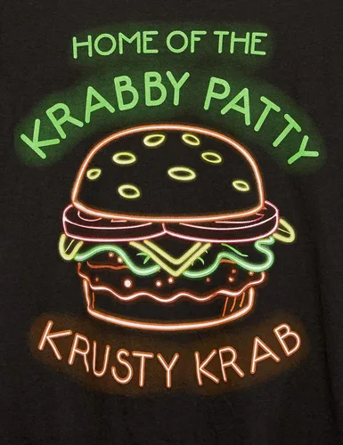 Vista 2 de Nickelodeon Camiseta de Bob Esponja Krabby Patty Neon Sign para niño