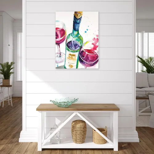 Vista 4 de Fine Art Canvas Lienzo decorativo de pared con vino tinto y blanco por la artista Patricia Pinto para sala de estar, dormitorio, baño, cocina