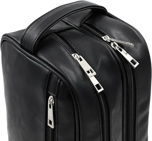 Vista 7 de Sumnacon Bolsas de aseo personal, unisex, de piel sintética, impermeable, organizador de artículos de aseo para viajes, perfecto para afeitar, aseo