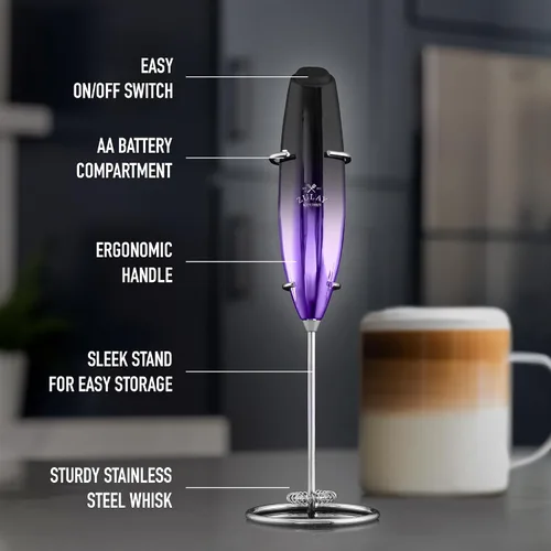 Vista 299 de Zulay Milk Boss Espumador de leche potente manual, hace espuma para latte, batidor para mezclar bebidas, café, miniespumador para capuchino, frappé