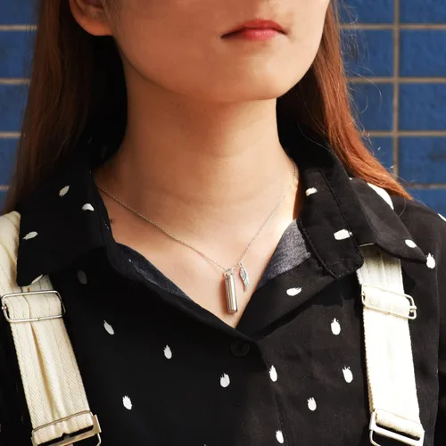 Vista 6 de Collar minimalista de plata de ley 925 con colgante de urna de ceniza, recuerdo de cenizas conmemorativas, exquisita joyería de cremación