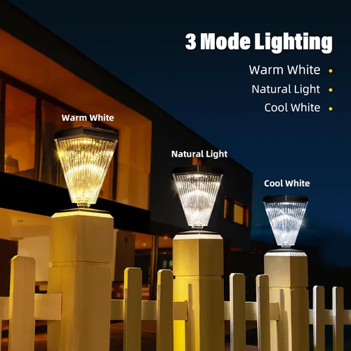 Vista 7 de Paquete de 6 luces solares para postes para exteriores, impermeables, para postes de camino, luces solares para postes de valla al aire libre
