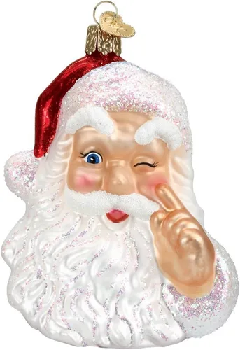 Vista 7 de Old World Christmas - Adorno de Santa tonto pequeño de vidrio soplado para árbol de Navidad, decoración festiva hecha a mano, colección de Santa