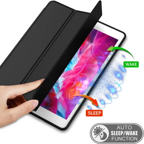 Vista 4 de iMieet Funda para iPad 9.7 (modelo 2018/2017, 6ª/5ª generación), funda inteligente con soporte para lápiz y parte trasera de silicona suave de piel