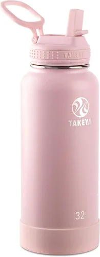 Vista 17 de Takeya Actives - Botella de agua con tapa con popote, duradera y de fácil cuidado, con aislamiento de acero inoxidable, tapa sin BPA con asa