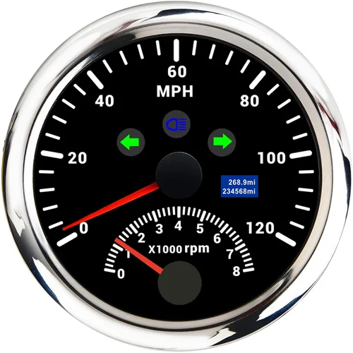 Vista 9 de ARTILAURA Velocímetro GPS 0-193 km/h con tacómetro 8000 RPM, medidor de 85 mm (3-3/8"), velocímetro GPS para barco con antena para automóvil, marino