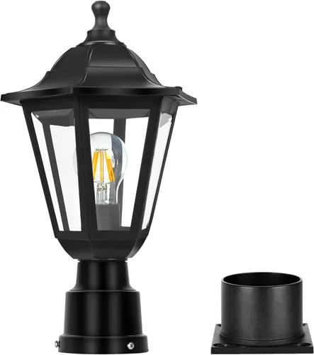 Vista 10 de FUDESY Luz de poste para exteriores, lámpara blanca para exteriores con base de montaje en muelle, lámpara de poste impermeable con enchufe E26
