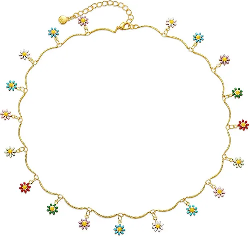 Vista 68 de Gargantilla con cuentas para mujer, chapada en oro de 18 quilates, gargantilla delicada para mujer