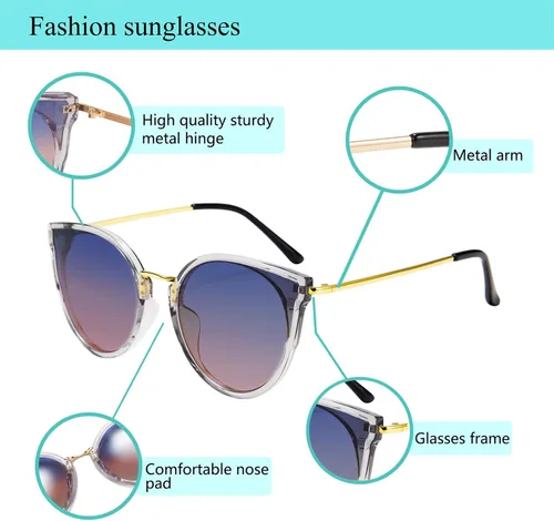 Vista 5 de FEISEDY Gafas de sol polarizadas vintage estilo ojo de gato para mujer gafas de sol redondas de gran tamaño antirreflejos B7000