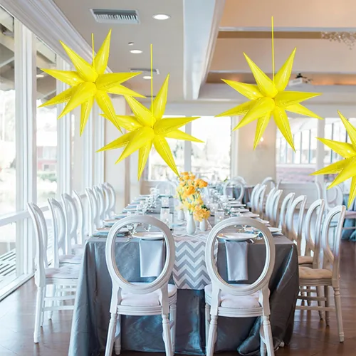 Vista 3 de 60 globos amarillos de estrella de 26 pulgadas, globos grandes de estrella explosiva de 12 puntos para cumpleaños, boda, girasol, limón, decoración