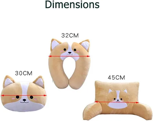 Vista 4 de Lindas almohadas para reposacabezas de perro corgi marrón, almohadas para el cuello, almohada lumbar de corgi, almohada de viaje, accesorios