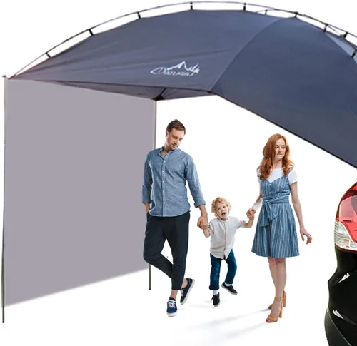 Vista 7 de Manufa Toldo de refugio portátil, para portón trasero, toldo trasero para coche, impermeable, toldo portátil, caravana, caravana, remolque, MPV
