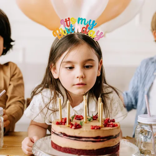Vista 2 de Chanaco Juego de diadema de cumpleaños para niña, tiara de corona de cumpleaños, coronas de cumpleaños para niñas, coronas de cumpleaños