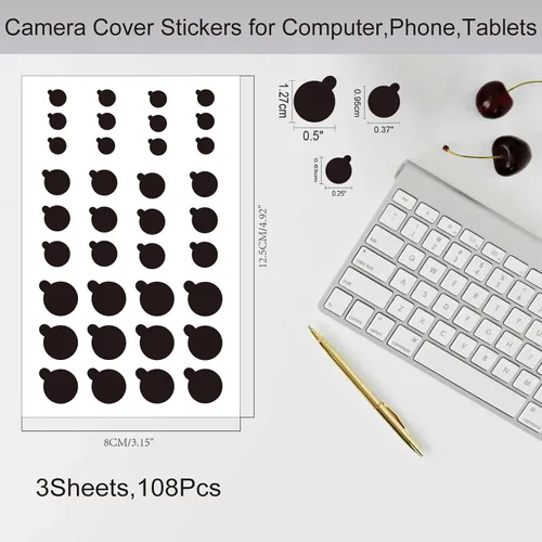 Vista 2 de 108 fundas para cámara de teléfono, calcomanías de vinilo negras para cámara web, fundas de cámara para computadora, teléfono celular, portátiles