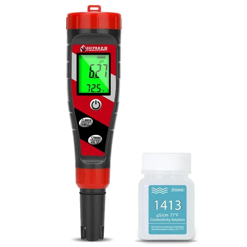 Vista 7 de UIUZMAR Medidor digital de pH Medidor de pH TDS EC para solución hidropónica Medidor de pH y EC con pantalla LCD Probador de agua TDS Medidor de pH