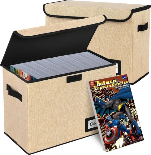 Vista 26 de Caja de Almacenamiento de Cómics, 15.8" X 7.8" X 11.8", Resistente Plegable Contiene 160-180 Cómics Contenedor Organizador Estante