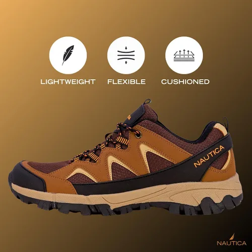 Vista 2 de NAUTICA Zapatos de senderismo duraderos para hombre, botas de agarre de tracción antideslizantes de baja altura para interiores y exteriores