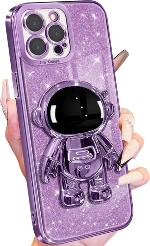 Vista 35 de Buleens Funda para iPhone 11 Pro Max Astronauta, Fundas Transparentes para iPhone 11 ProMax con Papel con Purpurina y Soporte de Astronauta, Mujeres