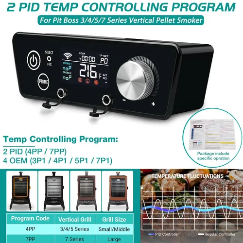 Vista 2 de Controlador WiFi para Fumador de Pellet Vertical Serie 3 4 5 7 de Pit Boss Panel de Control de Termostato con Sonda de Temperatura Tablero