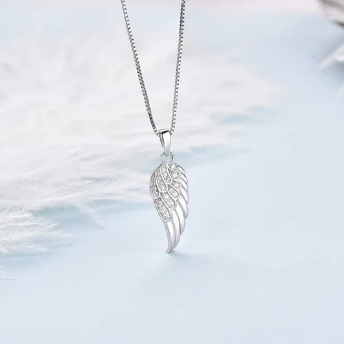 Vista 3 de STARCHENIE Collar con colgante de ala de ángel de plata de ley 925 para mujer circonita cúbica cadena de 180in