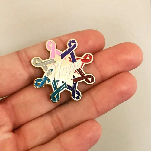 Vista 31 de PinMart Awareness - Pin de solapa esmaltado – Pin de cinta chapado en níquel y oro – Cinta de prevención y conciencia – Broche de joyería con parte